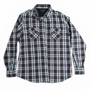 Banana Republic Plaid Button-Up Shirt in Navy, Burgundy, White